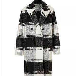 Allsaints Lattie Wool Blend Check Coat - Size US 10